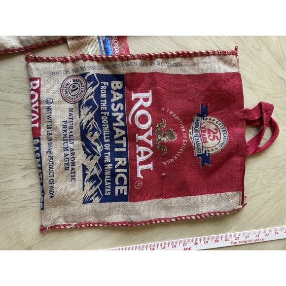 NWT Royal Basmati Rice Bag 20lbs Burlap Handles Zipper Heavy Duty 25th Lot Of 2 - Picture 6 of 8